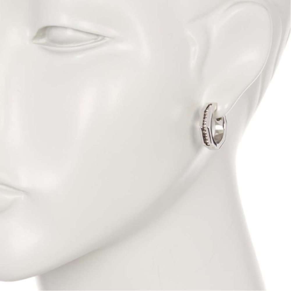 ☁️🆕 Channel Set Hoop ๑ Hinge Earrings ๑ Silver - Picture 7 of 8